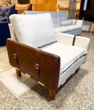 Poltrona Decorativa Linho Bege p5