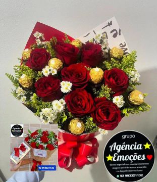 Buquê de Rosas Vermelhas c/ Ferrero 