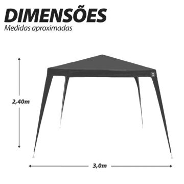 Tenda Gazebo 3m X 3m Praia Barraca Camping Cinza + Bolsa