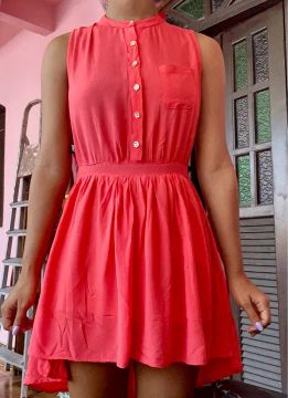 Vestido Vermelho de Algodão - Tamanho P