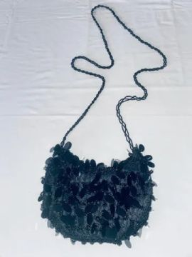 Bolsinha para Festa com elementos brilhantes, preta com alça 