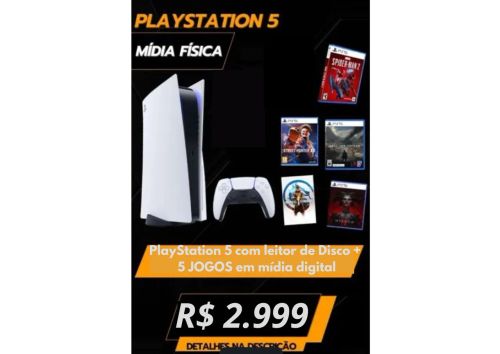 Playstation 5 com leitor de disco + 4 jogos digitais