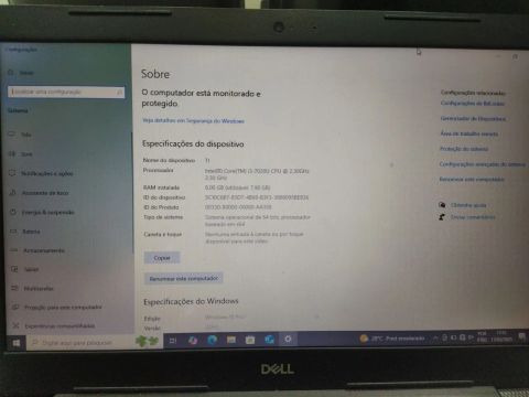 Notebook Dell com Intel Core i3 - 8GB RAM - Windows 10 Pro