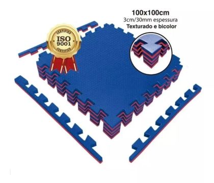 Tatames de Eva bicolor Com Bordas 30mm 100x100 cm ou 1x1 m (unidade)