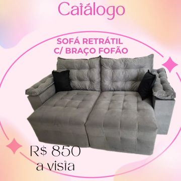 Sofa retratil com braços acolchoados 