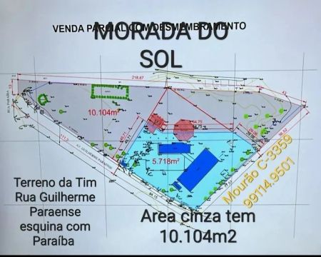 Excelente terreno no #Morada do Sol em #Adrianópolis com 10.104m2. Plano. Rua Guilherme Pa