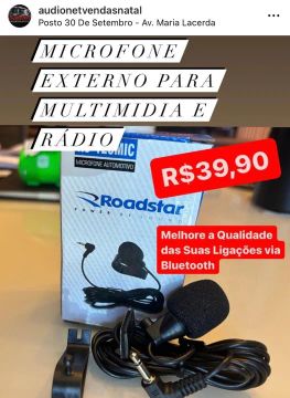 Microfone P2 Automotivo p/ mp5 Bluetooth Mp3 Radio Multimidia Roadstar Carro