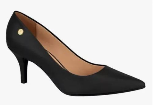 Scarpin Vizzano Preto Salto Baixo Fino Original