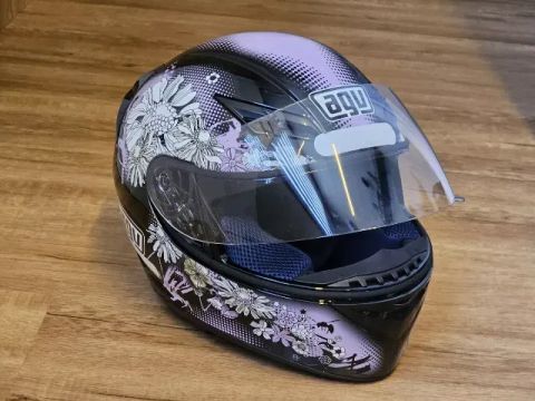 Capacete Feminino Capacete Agv K-3 Fleurs Black Feminino TAM 53 (Usado)