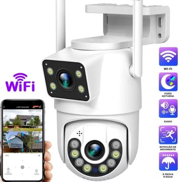 Câmera de Segurança Wi-Fi com Visão Noturna, Detecção de Movimento e À Prova D'Água