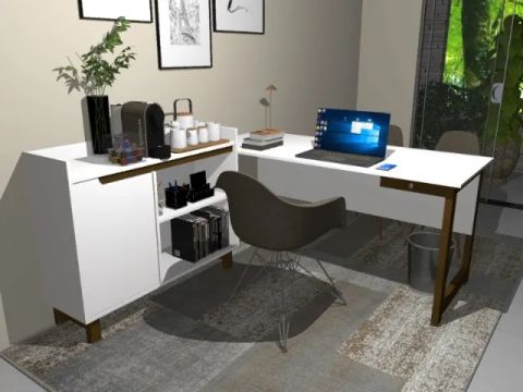 Mesa de Escritório Delluxe e Armário Em Madeira Maciça. Medidas Abaixo