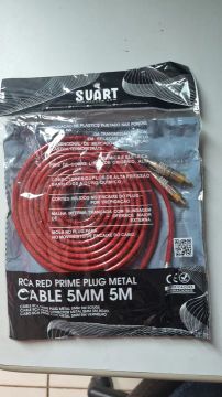 Cabo RCA 5mm 5m - Prime Plug Metal - Vermelho