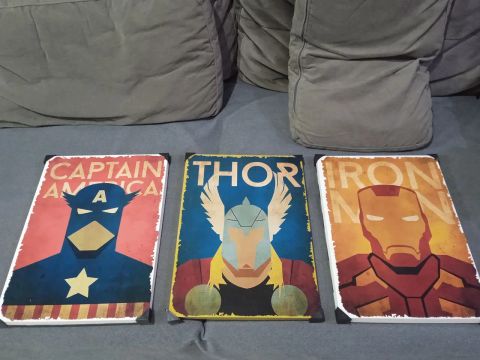 Quadros Decorativos Avengers - Captain America, Thor e Iron Man