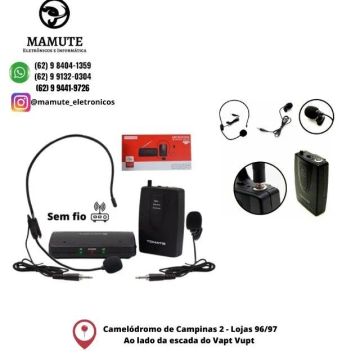 Microfone Lapela Sem Fio Profissional 50 Mts Headset Bivolt - Tomate 2201