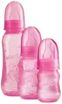 kit 3 mamadeiras bico de silicone rosa pituca