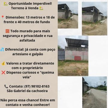 Terreno à venda em São Gabriel da Cachoeira