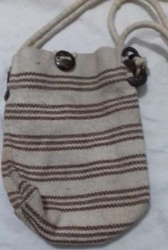 Bolsa de tecido tipo cisal, artesanal - alça comprida de corda grossa 