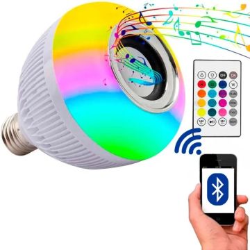 Lâmpada Caixa de Som Bluetooth de Led RGB