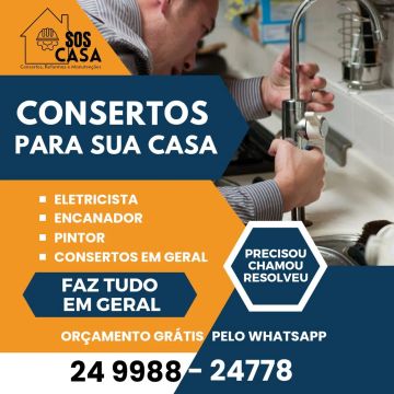SERVIÇOS 24 HORAS<br><br>Eletricista<br>Encanador<br>Pintor<br>Montador<br>E muito mais.<br><br>