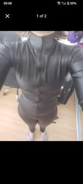 macacão catsuit preto usado desapego fantasia anime cosplay tam P