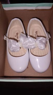 Sapatos para bebê menina, branco, laço