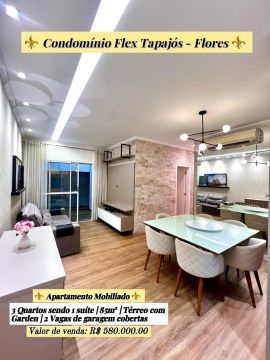 Apartamento mobiliado no Condomínio Flex Tapajós - Flores
