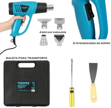 Soprador Térmico TSSAPER 2000W com 4 Bicos e Maletinha