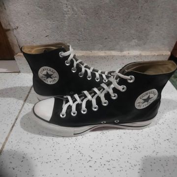 Converse All Star Preto Couro plataforma ORIGINAL