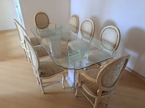 Mesa de Jantar de Vidro com 6 Cadeiras