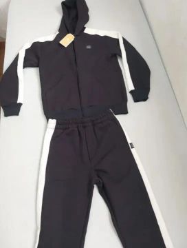 Conjunto Moletom Masculino Preto com Listra Branca