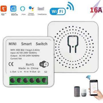 Mini Interruptor Inteligente Relé Wifi 16A Mini Smart Switch Tuya Smart