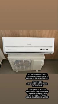 Ar condicionado consul 18.000 btus + incluso instalação simples 