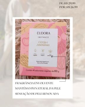 Sabonete Vegetal Eudora Instance Cereja e Amêndoas - 80g