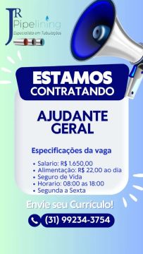 VAGA PARA AJUDANTE GERAL