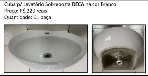 Cuba para Lavatório Sobreposta Deca Branca