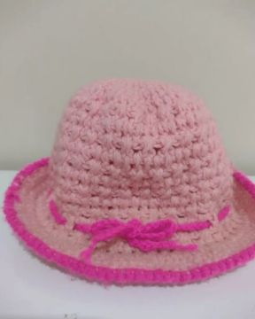 Chapéu de crochê rosa bebê Infantil 
