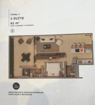 Apartamento garden de 1 suíte alto padrão em Escarpas.