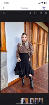 Saia Midi Preta com Babado