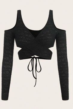  Cropped com Decote em V e Amarração