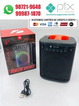 Caixa de som 10w Bluetooth USB rádio muito top com leds