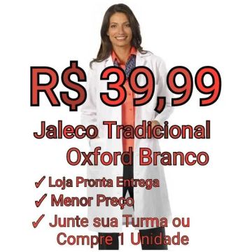 Jaleco Tradicional Oxford Branco - R$ 39,99