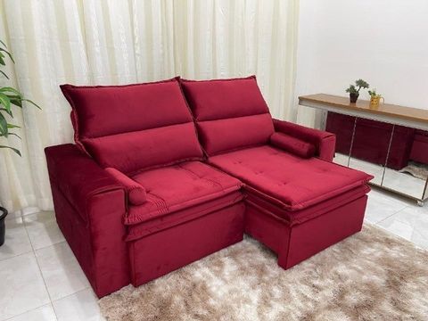 Sofá Retrátil Reclinável Sírius 2.00m Bordô Até 12x - Frete Grátis 