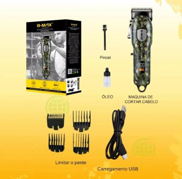 Máquina de Cortar Cabelo B-Max Profissional - Camuflada - Bivolt