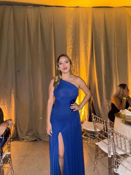 Vestido azul longo para festa