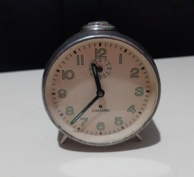 Despertador alemão relógio antigo junghans ferro 