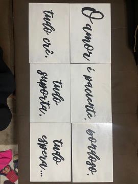 6 placas com versículo (1Co 13)