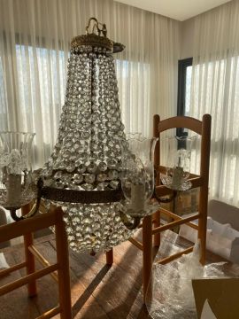 luminaria de cobre e cristais antigo - está completo e montado