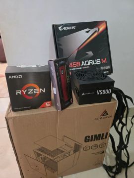 Kit gamer 5600x + b450m + 2x8gb + fonte + gabinete + m.2