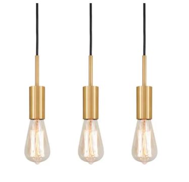 Kit 3 Luminárias Pendente Infinite Dourado Sala Cozinha