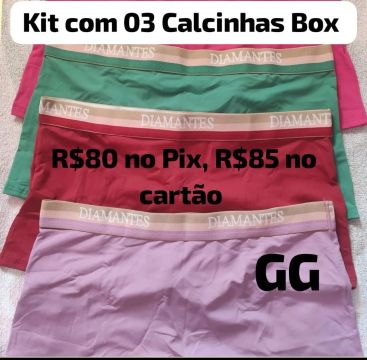 Diamantes Kit com 03 Calcinhas Box Adulto GG
